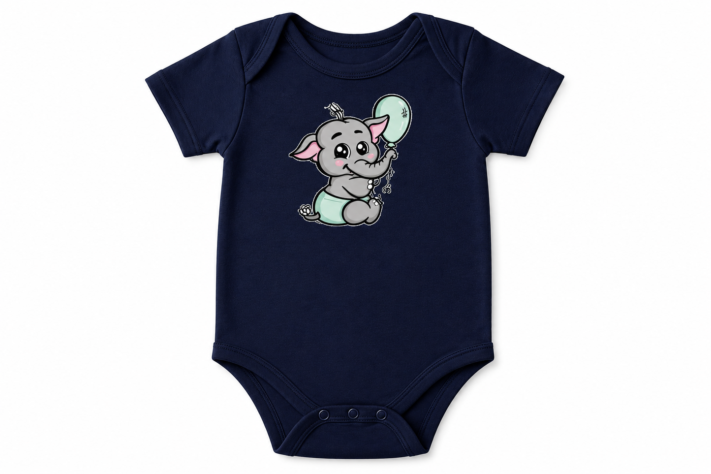 Little1Stop Elephant Baby Bodysuit – Soft Cotton Short Sleeve Baby Onesie