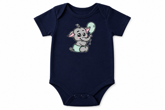 Little1Stop Elephant Baby Bodysuit – Soft Cotton Short Sleeve Baby Onesie