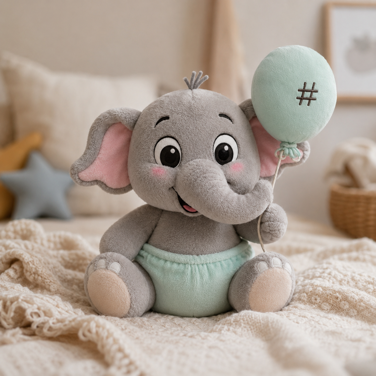 Little1Stop™ Elephant Plush Toy with Balloon – Soft Baby Comfort Teddy